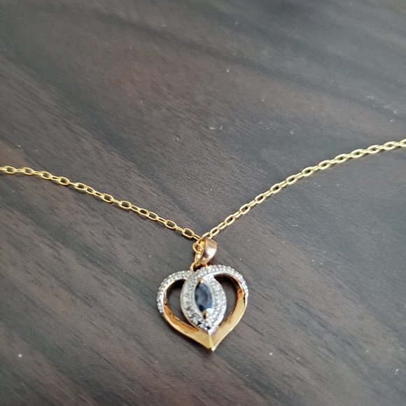Jewelry - Heart Shape Necklace with diamonds and sapphire